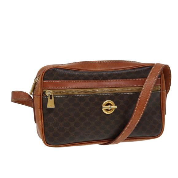 CELINE Macadam Canvas Shoulder Bag PVC Leather Brown Auth ar12296 - Picture 1 of 16